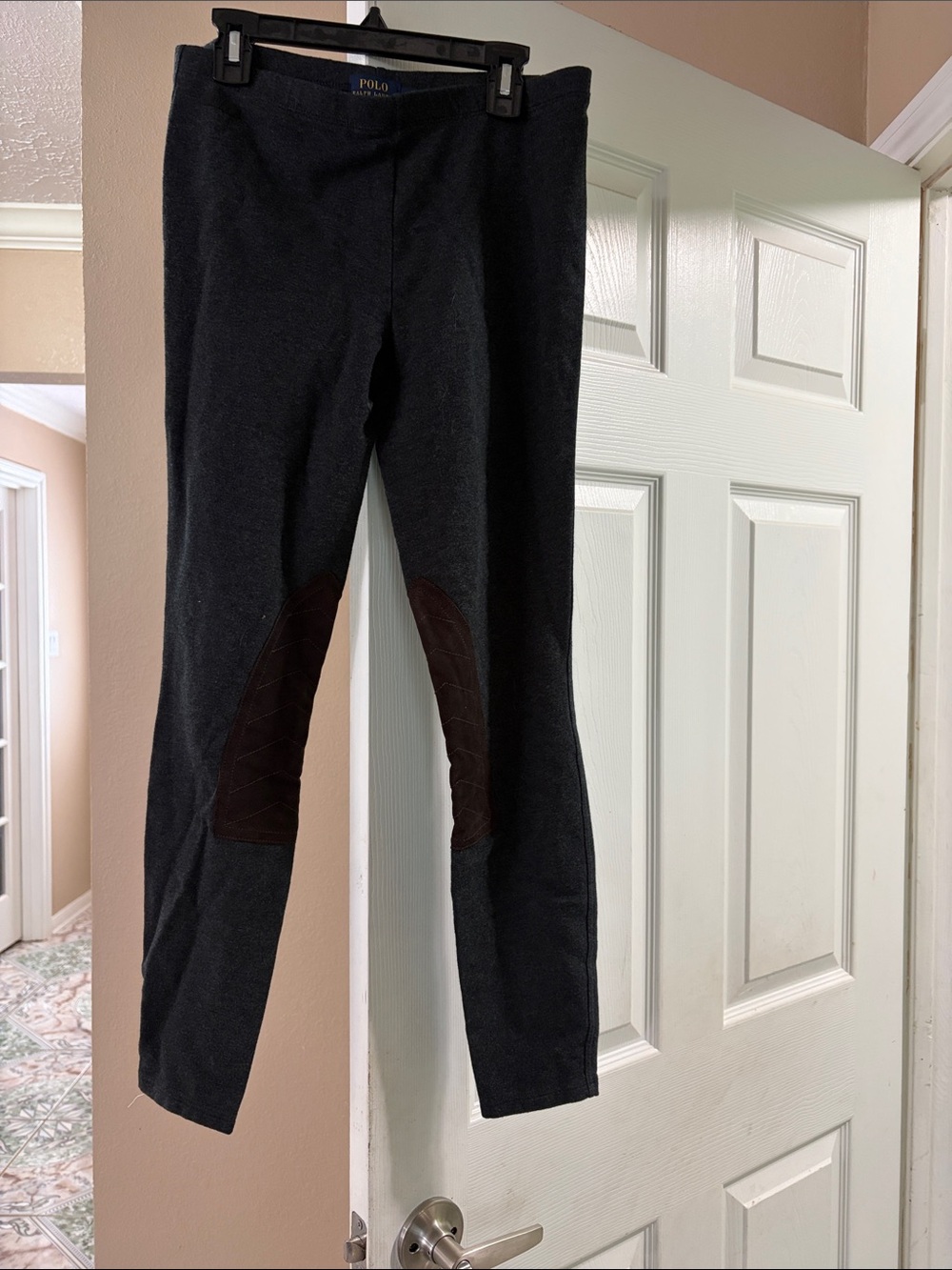 Polo by Ralph Lauren Black Riding Leggings with Brown Suede Knee Patches